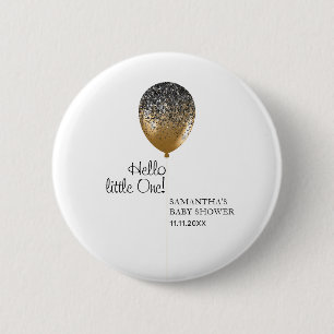 Badge Rond 5 Cm Balloons dorés pour une Baby Shower élégante