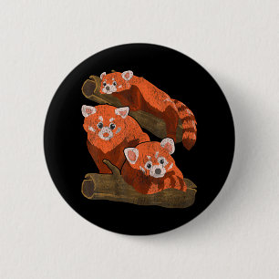 Badge Rond 5 Cm Bambou Red Pandas Zoo Keeper Faune Animal Rouge