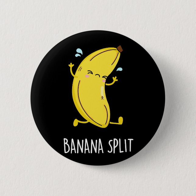 Badge Rond 5 Cm Banana Split Funny Dancing Banana Pun (Dark BG) (Devant)