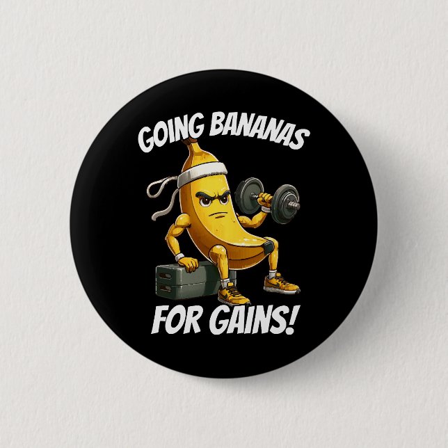 Badge Rond 5 Cm banane faisant de l'exercice (Devant)