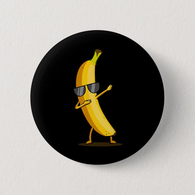 Badge Rond 5 Cm Banane jaune Dabbing - Dab Funky Dancing Fruit (Devant)