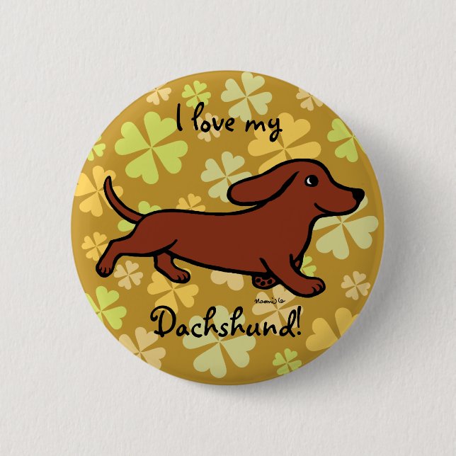 Badge Rond 5 Cm Bande dessinée courante de teckel (Devant)