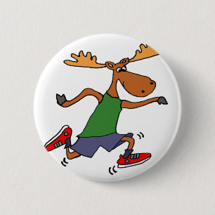 Badge Rond 5 Cm Bande dessinée courante drôle d'orignaux