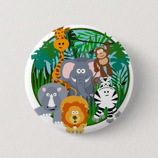 Badge Rond 5 Cm Bande dessinée d'animaux de safari