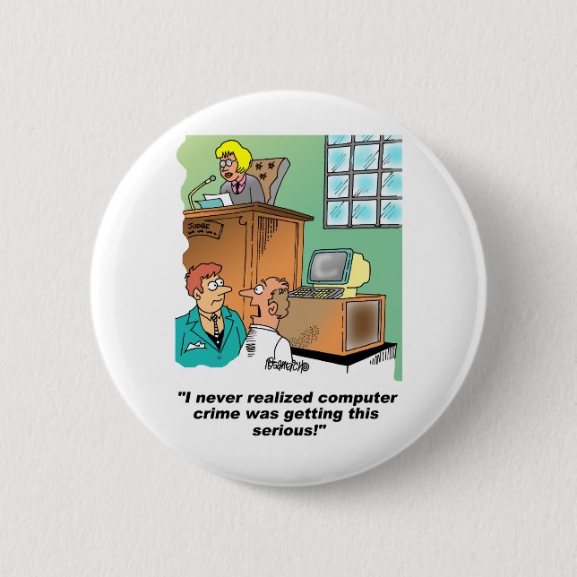 Badge Rond 5 Cm Bande dessinée de criminalité informatique (Devant)