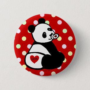 Badge Rond 5 Cm Bande dessinée de panda de bébé