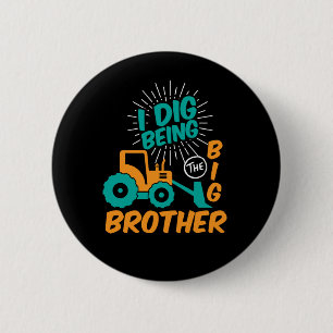 Badge Rond 5 Cm Bande dessinée de tracteur d'excavatrice je creus