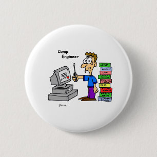 Badge Rond 5 Cm Bande dessinée d'ingénieur informaticien