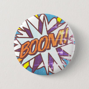 Badge Rond 5 Cm Bande dessinée Pop Art BOOM ! Retro