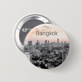 Badge Rond 5 Cm Bangkok Skyline Sunset Panorama BKK Thaïlande