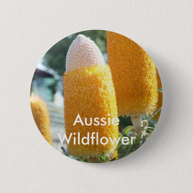 Badge Rond 5 Cm Banksia "chandeliers d'or " (Devant)