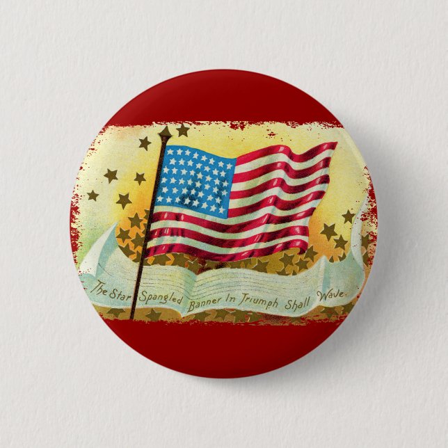 Badge Rond 5 Cm Bannière étoilée Bouton drapeau américain (Devant)