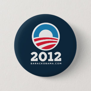 Badge Rond 5 Cm Barack Obama 2012 "O" (bleu-foncé)