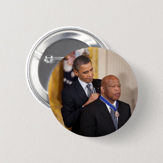 Badge Rond 5 Cm Barack Obama et John Lewis (Devant & derrière)