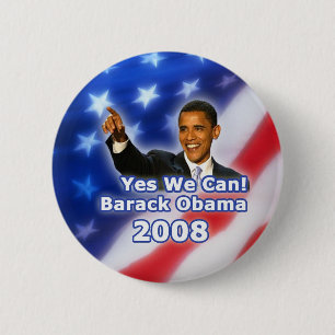 Badge Rond 5 Cm Barack Obama Oui On Peut Bouton