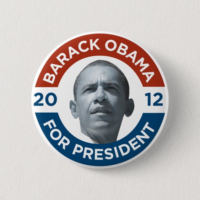 Badge Rond 5 Cm Barack Obama pour le président 2012 (Devant)