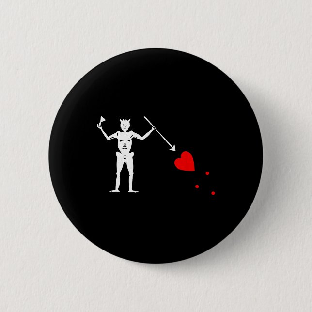 Badge Rond 5 Cm Barbe noire Jolly roger Drapeau Pirate Squelette H (Devant)