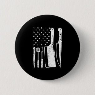 Badge Rond 5 Cm Barbecue drapeau américain patriotique maître de c