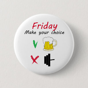 Badge Rond 5 Cm Barbell vs bière