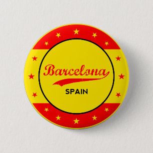 Badge Rond 5 Cm Barcelone, Espagne, cercle aux couleurs du drapeau