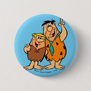 Badge Rond 5 Cm Barney Rubble et Fred Flintstone