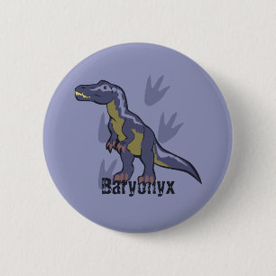 Badge Rond 5 Cm Baryonyx bleu