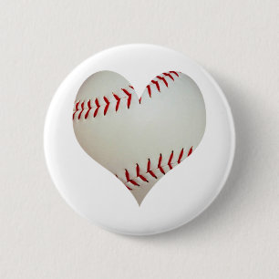 Badge Rond 5 Cm Base-ball américain dans une forme de coeur