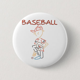 Badge Rond 5 Cm Base-ball de dessin au trait