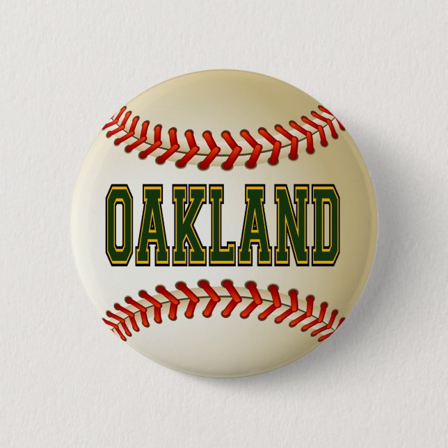 BADGE ROND 5 CM BASE-BALL D'OAKLAND (Devant)