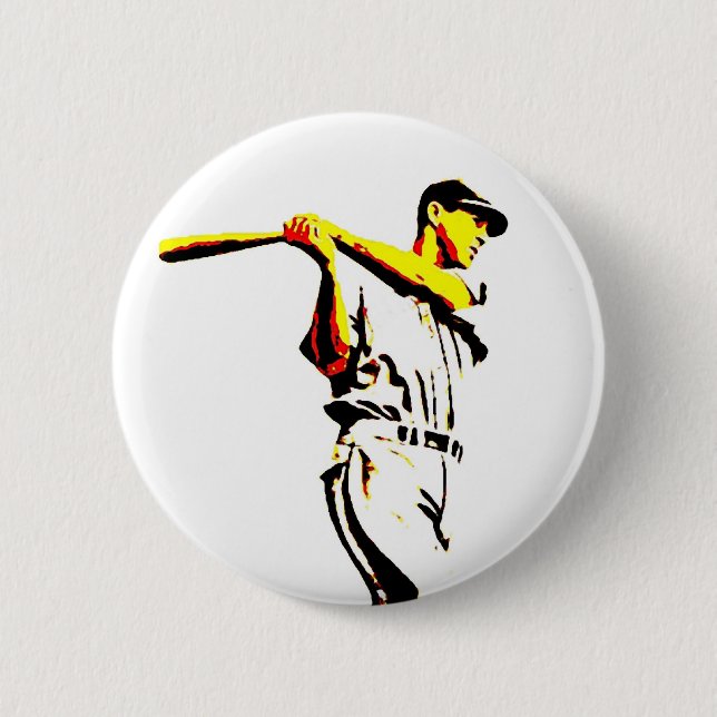 Badge Rond 5 Cm Baseball Artwork - Joueur De Baseball (Devant)