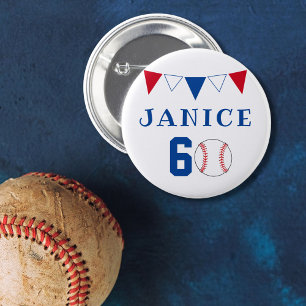 Badge Rond 5 Cm Baseball Ball Bunting Flags 60e anniversaire
