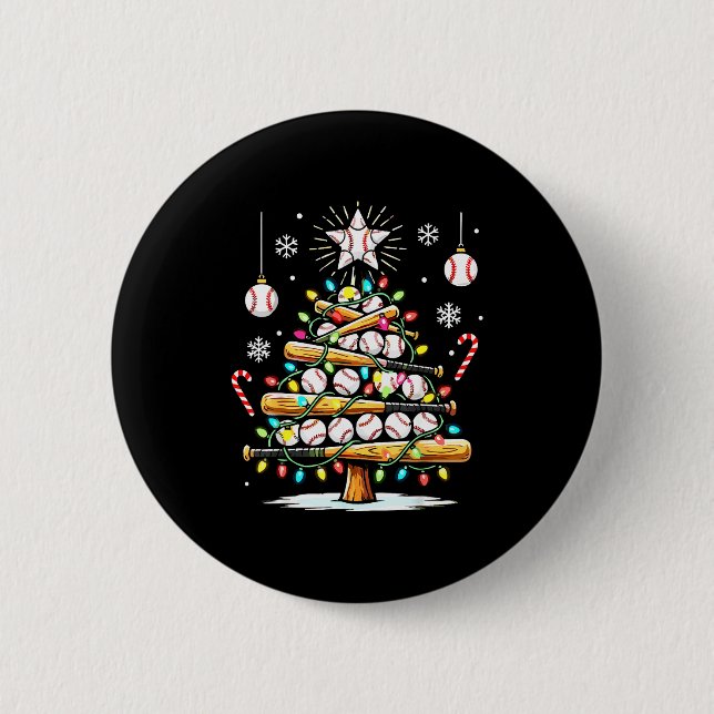 Badge Rond 5 Cm Baseball Christmas Tree Lights  (Devant)