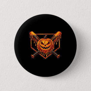 Badge Rond 5 Cm Baseball dégoulinant citrouille fantôme effrayant