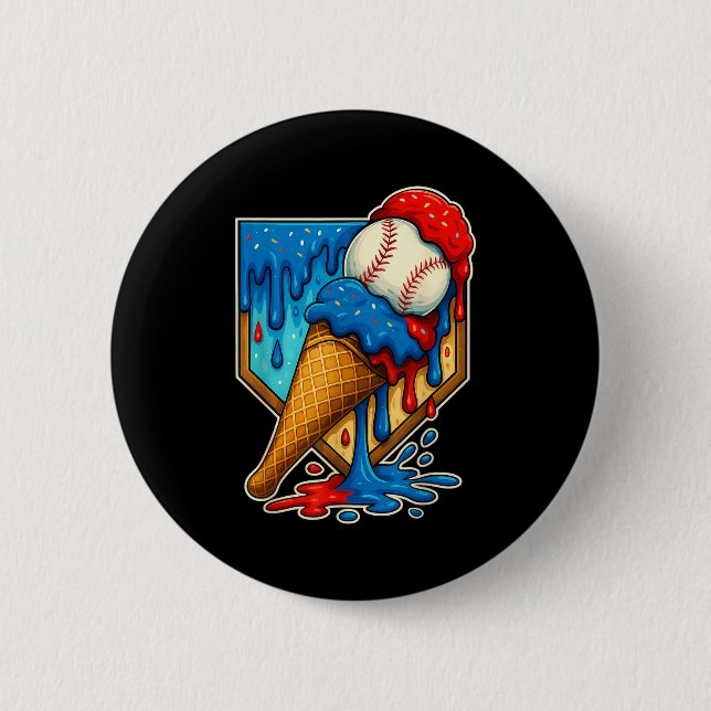 Badge Rond 5 Cm Baseball Drip Ice Cream 6 7 Number 67 Six Seven Me (Devant)