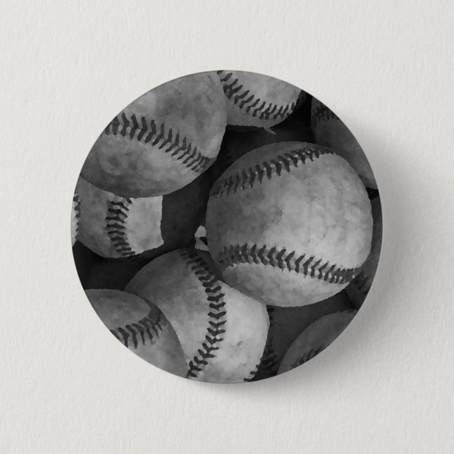 Badge Rond 5 Cm Baseball noir et blanc (Devant)