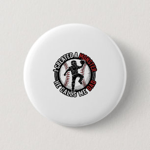 Badge Rond 5 Cm Baseball Papa Monstre Vintage Catcher Conception d
