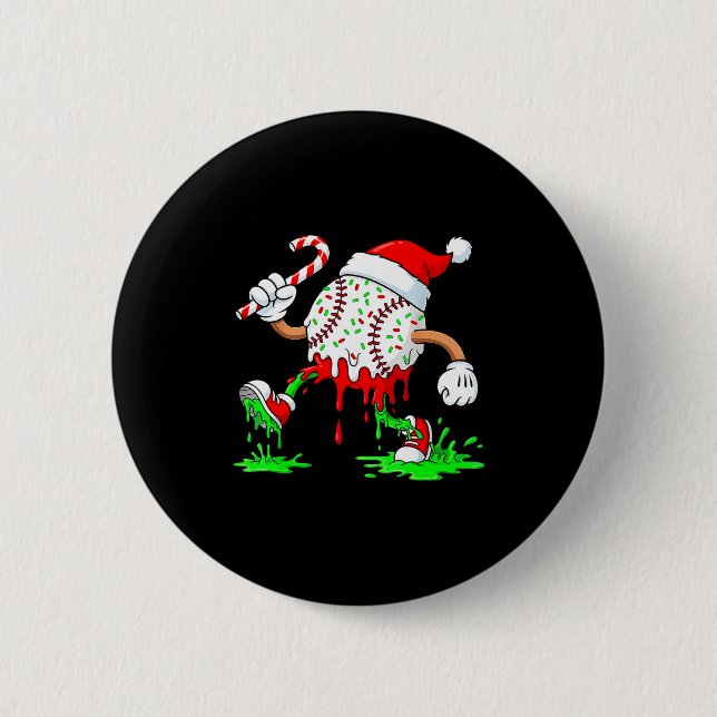 Badge Rond 5 Cm Baseball Santa Hat Christmas Ice Cream Drip Candy  (Devant)