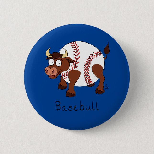 Badge Rond 5 Cm Basebull Funny Baseball Bull Bouton Pin (Devant)