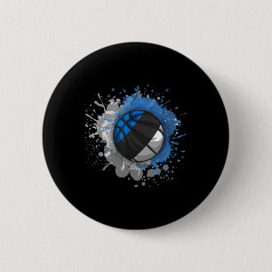 Badge Rond 5 Cm Basket-ball avec drapeau estonien