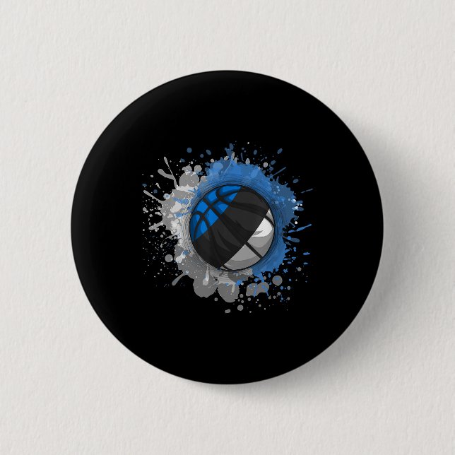 Badge Rond 5 Cm Basket-ball avec drapeau estonien (Devant)