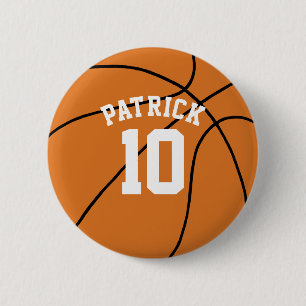 Badge Rond 5 Cm Basket-ball avec le nom et le nombre d'équipe