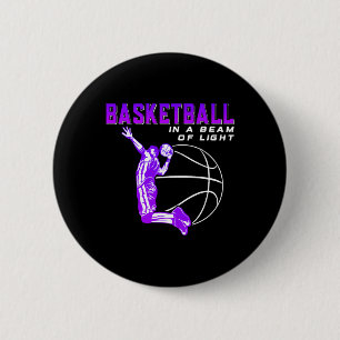 Badge Rond 5 Cm Basket-ball dans un rayon de lumière