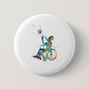 Badge Rond 5 Cm Basket-ball en fauteuil roulant 1