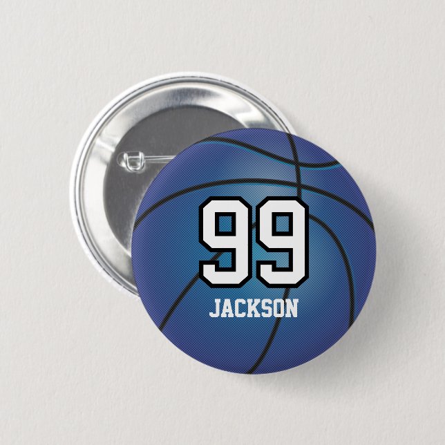 Badge Rond 5 Cm Basket bleu | Bouton Personnaliser (Devant & derrière)