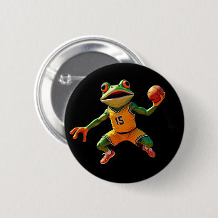 Badge Rond 5 Cm Basketball Frog bouton noir