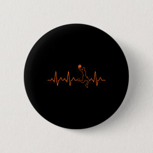 Badge Rond 5 Cm Basketball Heartbeat Player Bball Coach Cadeau Pou
