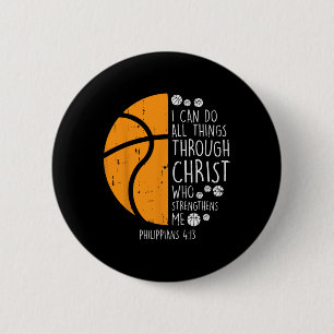 Badge Rond 5 Cm Basketball je peux faire des choses Bible Verse Di