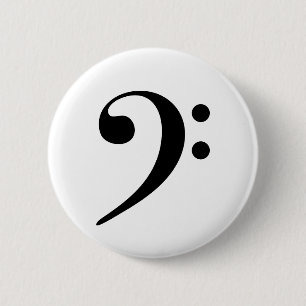 Badge Rond 5 Cm Bass Clef Music