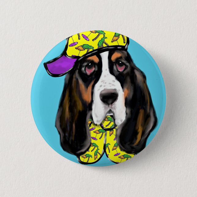 Badge Rond 5 Cm Basset Hound (Devant)