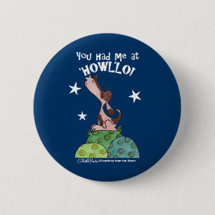 Badge Rond 5 Cm Basset Hound Night